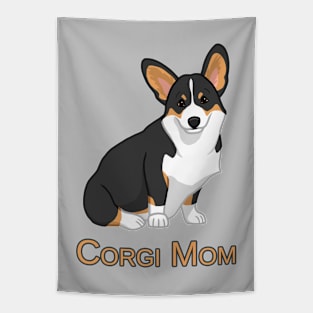 Cute Black Tricolor Pembroke Corgi Dog Mom Tapestry