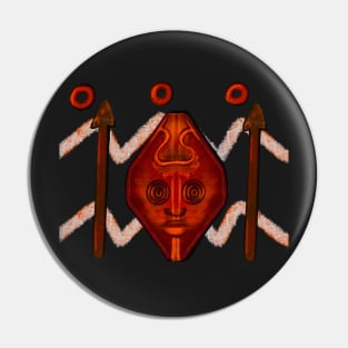 Tribal warrior spear and shield ethnic cultural design ii Pin