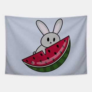 Bunny holding watermelon slice Tapestry