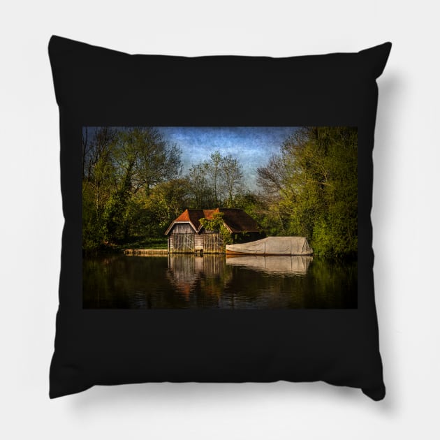 Boat Houses on the River Thames Pillow by IanWL