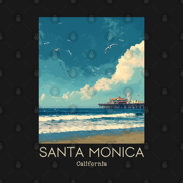 A Vintage Travel Illustration of Santa Monica - California - US by goodoldvintage