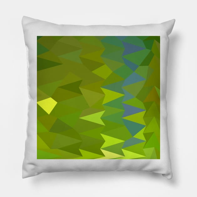 June Bud Green Abstract Low Polygon Background Pillow by retrovectors