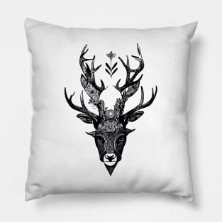 Stag Deer Wild Animal Nature Illustration Art Tattoo Pillow