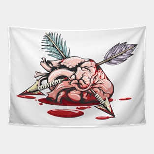 Bleeding Heart Pierced By Two Arrows Engraving Tattoo Tapestry