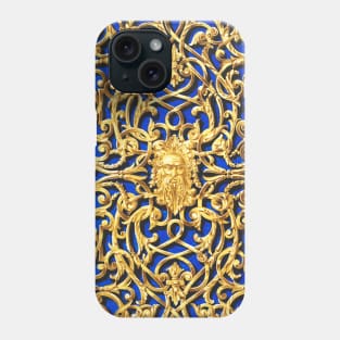 Gold glittering relief with indigo blue background Phone Case
