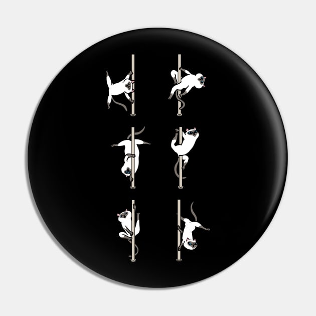 Siamese Cat Pole Dancing Club Pin by huebucket