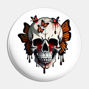 skull with beautiful butterflies Pin