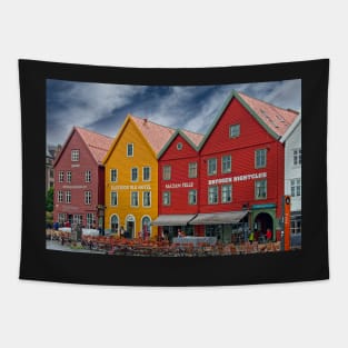 Historic Bryggen Buildings in Bergen Norway Tapestry