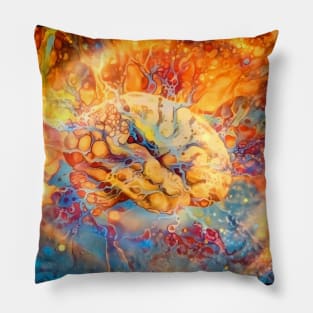 Psychedelic Brain in Vivid Colors Pillow