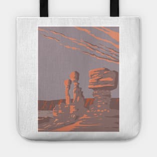 Rock Formations Ischigualasto Provincial Park in San Juan Province Argentina WPA Art Deco Poster Tote