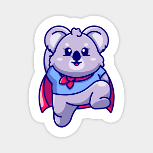 Cute super hero koala jumping cartoon Magnet