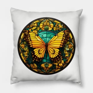 stained glass butterfly Pillow