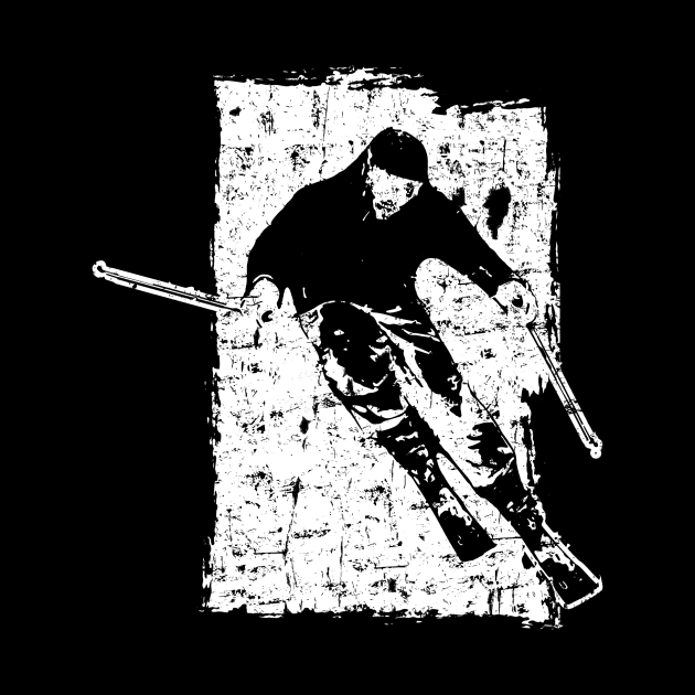 Skier shirt grunge downhill slalom men's women's by HBfunshirts