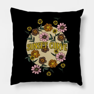 Sunset Curve Name Personalized Flower Retro Floral 80s 90s Name Style Pillow