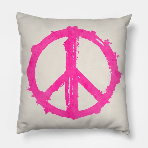 Peace Symbol - Pink Pillow by JTEESinc