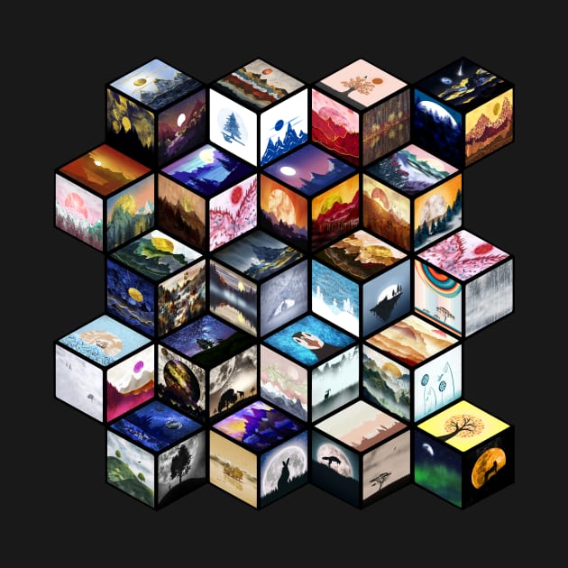 Cube pattern with a selection of my best illustrations by cesartorresart