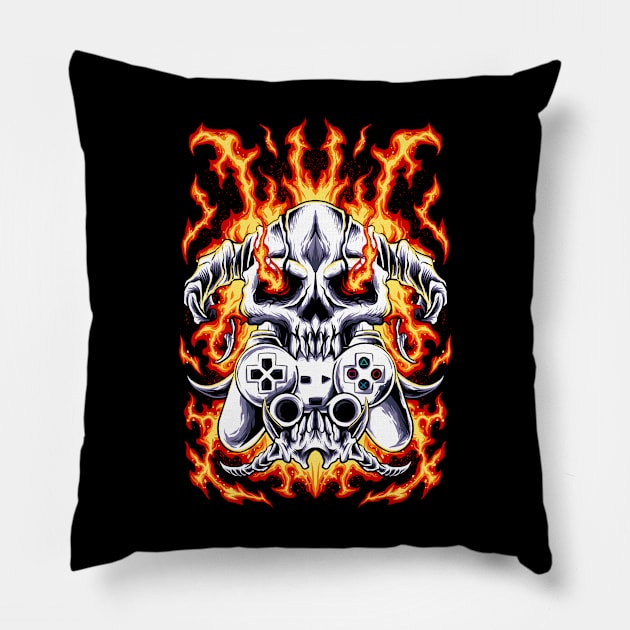 burning game Pillow by spoilerinc