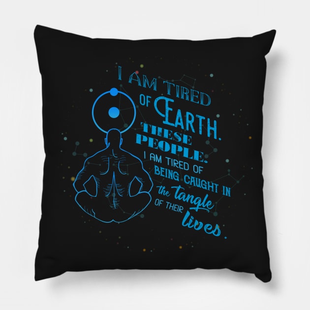 Dr. Manhattan - Tired of Earth Pillow by ChocolateBono