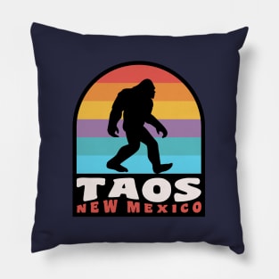 Taos New Mexico Bigfoot Sasquatch Retro Sunset Pillow