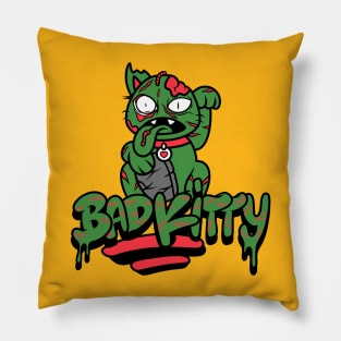 Bad kitty zombie cat Pillow