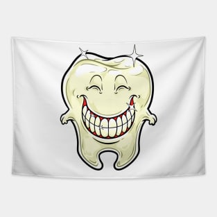 Cartoon grinning healthy tooth Tapestry