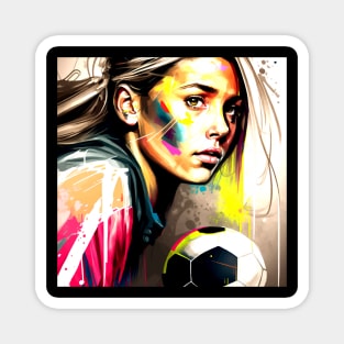 Soccer Girl Graffiti Art Splash Paint Magnet