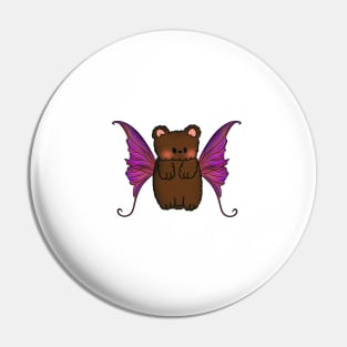 Fairy Teddy Bear with Purple, Pink and Orange Wings Pin