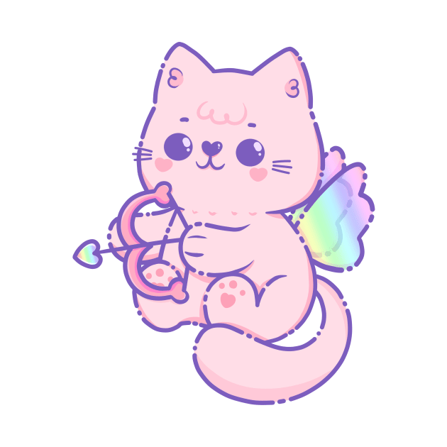 Pastel Pink Cupid Cat by Minidooods