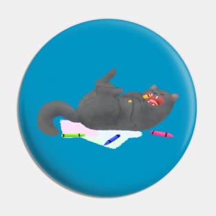 Crayon-crazed Kitty Pin