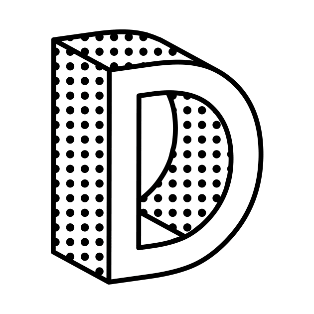 3D Ben Day Dot Isometric Letter D by murialbezanson
