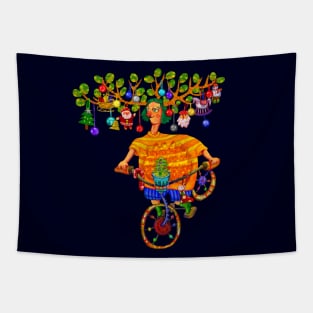 Christmas Biker Tapestry