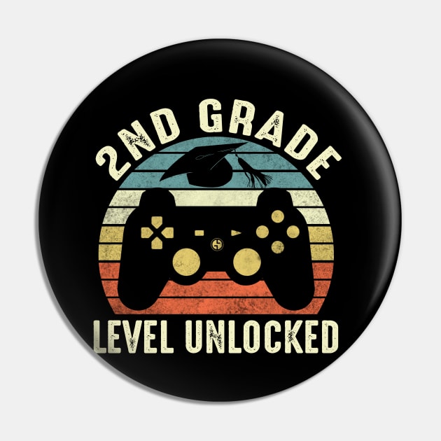 2nd Grade Level Unlocked Funny Gamer Shirt Back To School Video Gamer Pin by FONSbually