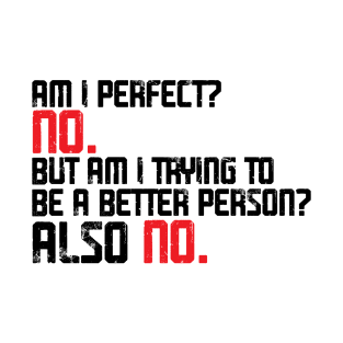 Am I Perfect? No. Am I Trying To Be A Better Person? Also No funny T-Shirt