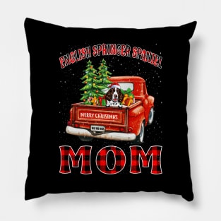 Christmas English Springer Spaniel Mom Santa Hat Truck Tree Plaid Dog Mom Christmas Pillow