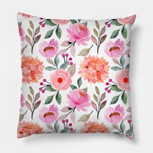 Rose Botanic Floral Watercolor Flower Pattern Pillow