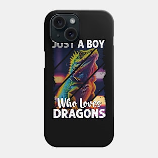 Just a Boy who loves Bearded Dragons Retro Lizard Lover Phone Case