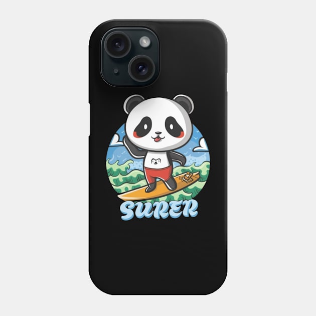 Cute Panda Surfer Phone Case by Signum