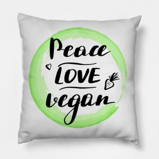 Vegan Circle,peace love vegan Pillow