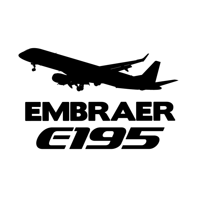 Embraer E195 Silhouette Print (Black) by TheArtofFlying