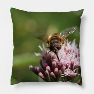 Bee On Water Hemp Flower Pillow