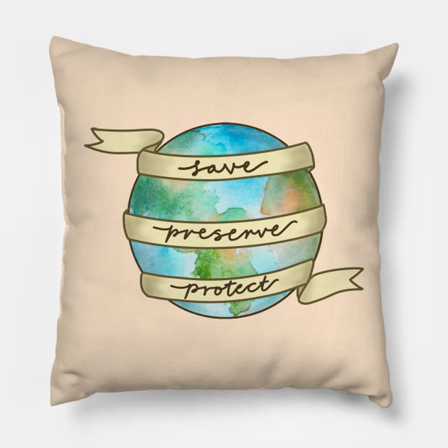 save preserve protect the earth | Global warming | Climate change Pillow by good scribbles