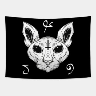 Cat From Hell Baphomet Satanism Demonic Sphynx Cat Tapestry