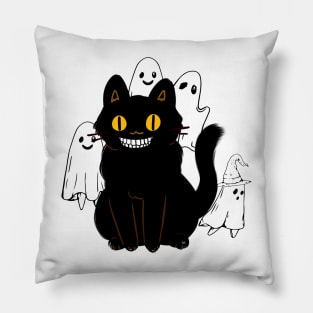 BLACK CAT AND GHOSTS Halloween Trendy Pillow