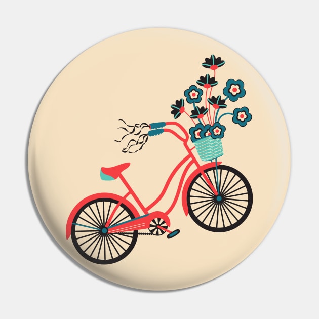 MY BIKE Nostalgic Vintage Retro Bicycle with Flowers in Bright Red Black - UnBlink Studio by Jackie Tahara Pin by UnBlink Studio by Jackie Tahara