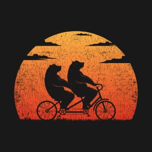 Funny Bears Couple Cycling Tandem Vintage Retro Bicycle T-Shirt