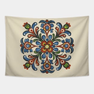 Handpainted Rosemaling, Norwegian Folk Art Tapestry