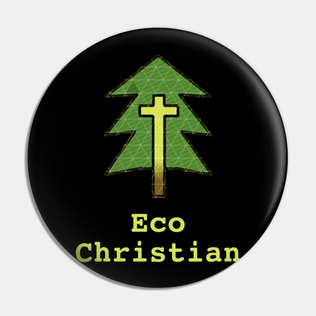 Eco Christian Gospel w/ Tree and Yellow Cross Pin by ChristianInk