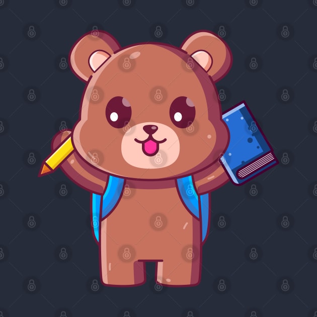 Cute brown bear go to school by Ardhsells