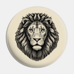 Black and White Lion Face Pin