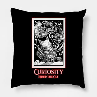 Opening Pandora's Box - Curiosity Killed The Cat - Red Outlined Version Pillow